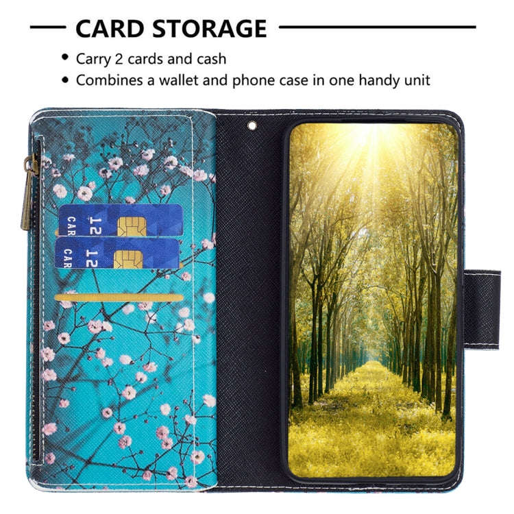 For Infinix Note 11 Pro Colored Drawing Pattern Zipper Leather Phone Case(Plum Blossom)