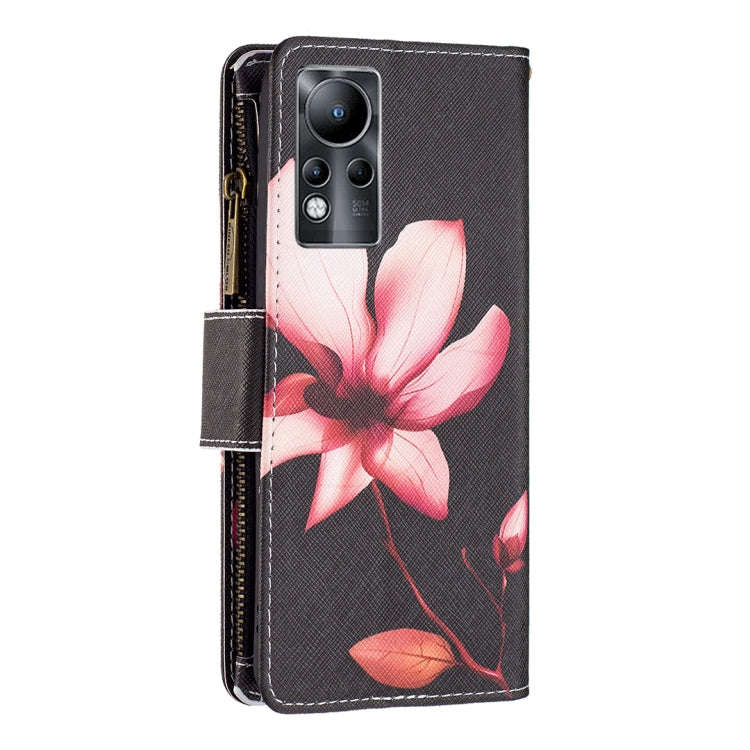 For Infinix Note 11 Colored Drawing Pattern Zipper Leather Phone Case(Lotus)