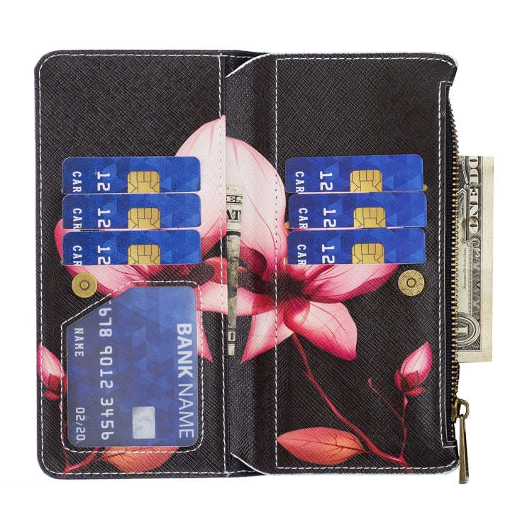 For Infinix Note 11 Colored Drawing Pattern Zipper Leather Phone Case(Lotus)