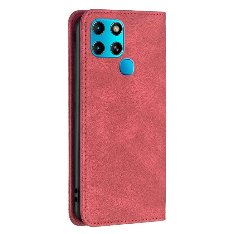 For Infinix Smart 6 Magnetic RFID Anti-Theft Leather Phone Case(Red)