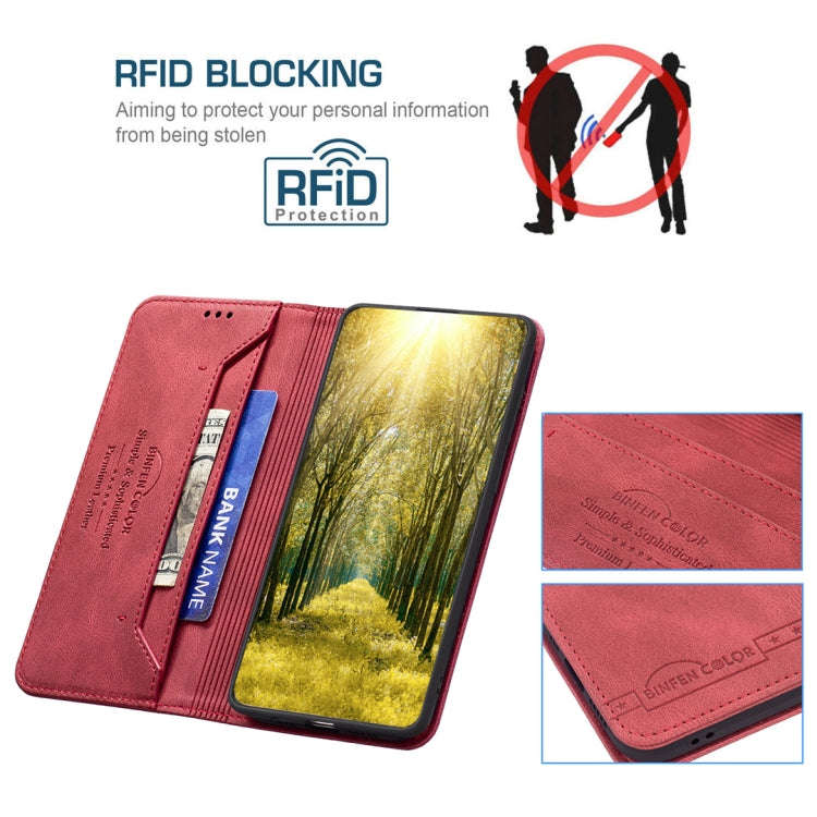 For Infinix Smart 6 Magnetic RFID Anti-Theft Leather Phone Case(Red)
