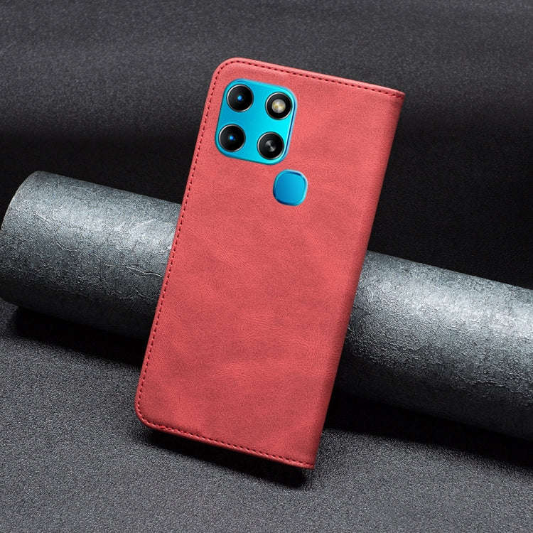 For Infinix Smart 6 Magnetic RFID Anti-Theft Leather Phone Case(Red)