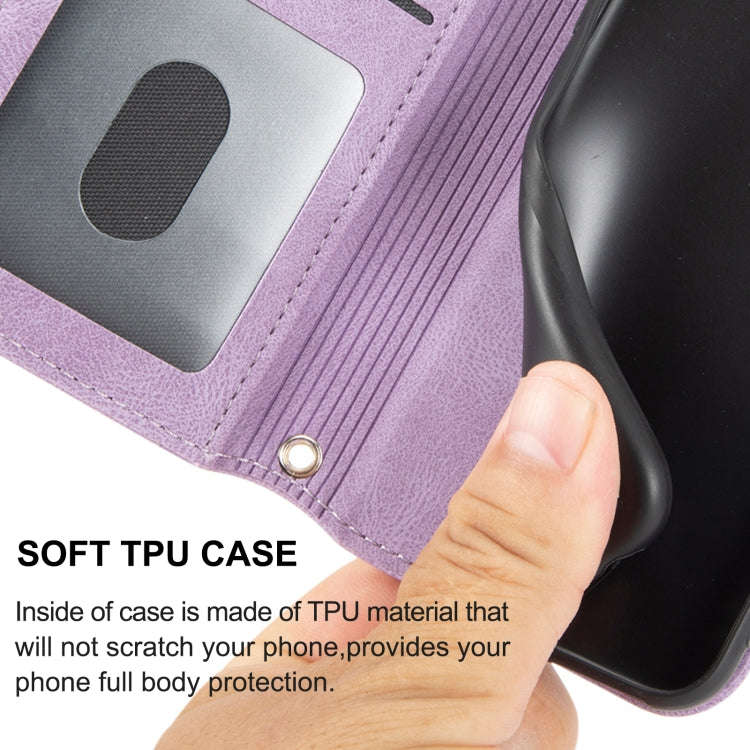 For Motorola Moto G22 Embossed Striped Magnetic Buckle Horizontal Flip Phone Leather Case(Purple)