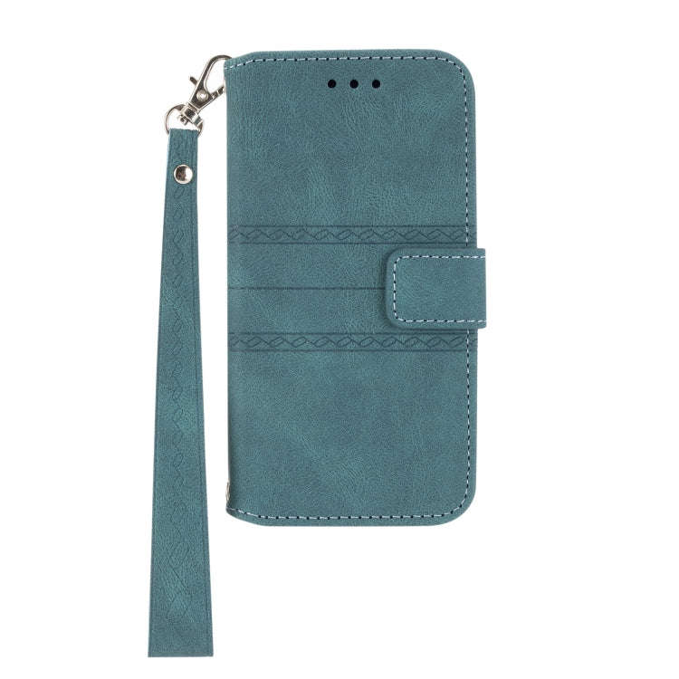 For Google Pixel 7 Embossed Striped Magnetic Buckle Horizontal Flip Phone Leather Case(Green)