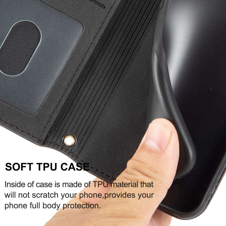 For Google Pixel 7 Pro Embossed Striped Magnetic Buckle Horizontal Flip Phone Leather Case(Black)