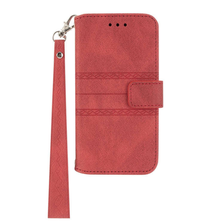 For Kyocera Android One S9 / Digno Sanga Edition Embossed Striped Magnetic Buckle Horizontal Flip...