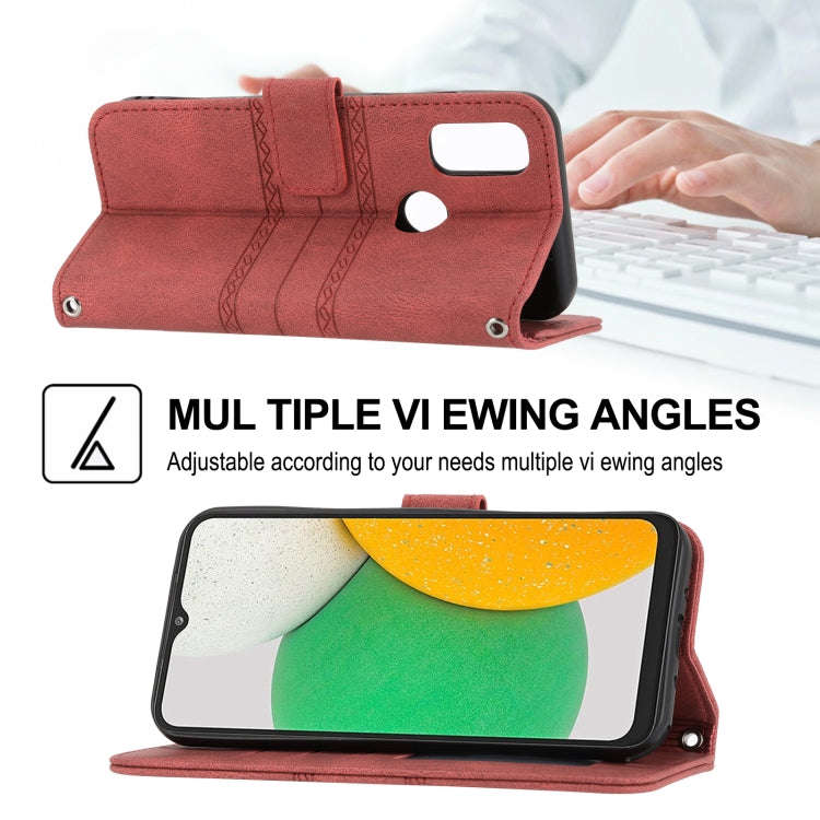 For Kyocera Android One S9 / Digno Sanga Edition Embossed Striped Magnetic Buckle Horizontal Flip...