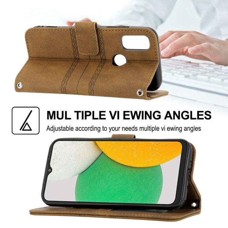 For Kyocera Android One S9 / Digno Sanga Edition Embossed Striped Magnetic Buckle Horizontal Flip...
