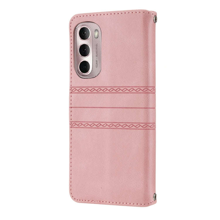 For Motorola Moto G Stylus 5G 2022 Embossed Striped Magnetic Buckle Horizontal Flip Phone Leather...