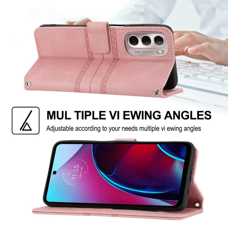 For Motorola Moto G Stylus 5G 2022 Embossed Striped Magnetic Buckle Horizontal Flip Phone Leather...