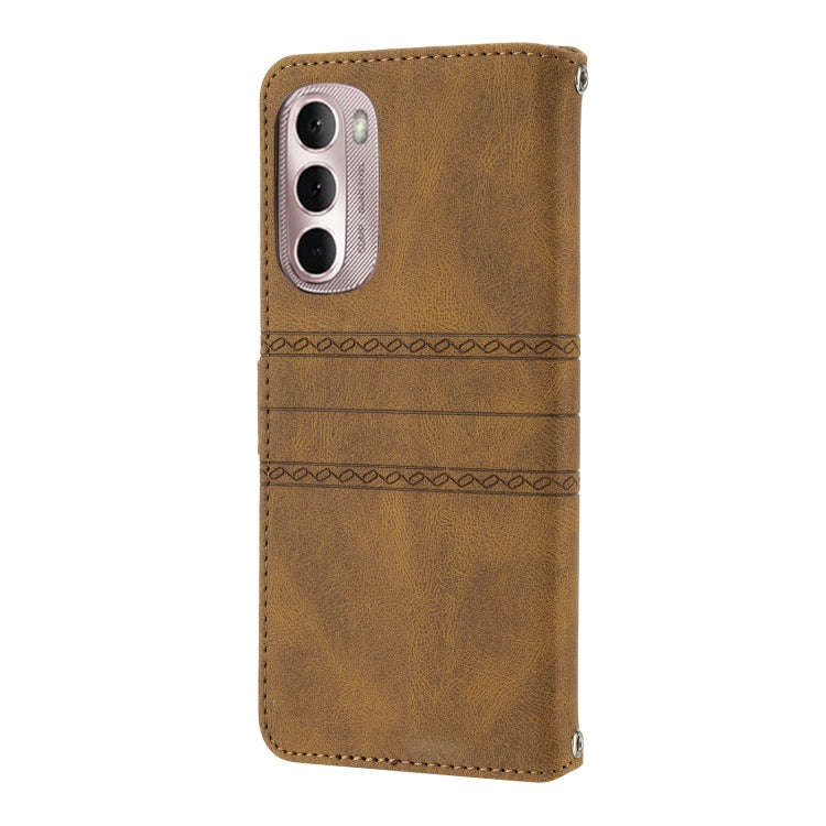 For Motorola Moto G Stylus 5G 2022 Embossed Striped Magnetic Buckle Horizontal Flip Phone Leather...