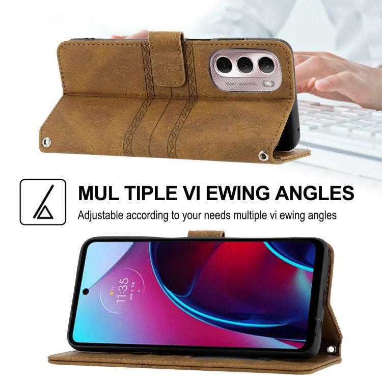 For Motorola Moto G Stylus 5G 2022 Embossed Striped Magnetic Buckle Horizontal Flip Phone Leather...
