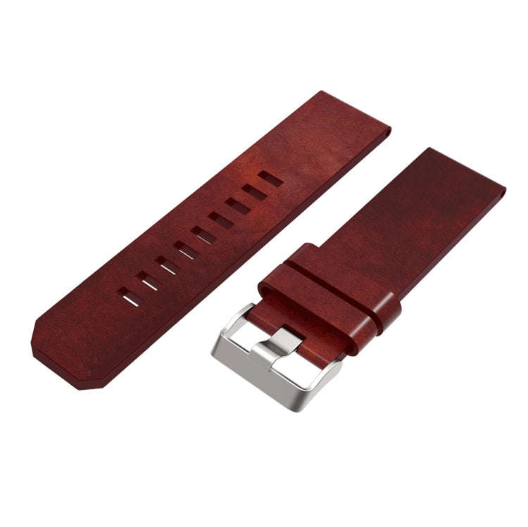 For Garmin Fenix 5X (Without Sewing Thread) Quick Release Leather Watch Band(Brown)