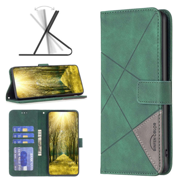 For Infinix Hot 11s NFC Magnetic Buckle Rhombus Texture Leather Phone Case(Green)