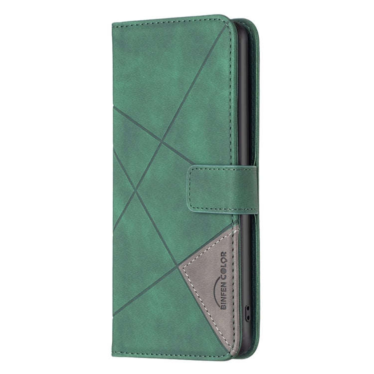 For Infinix Hot 11s NFC Magnetic Buckle Rhombus Texture Leather Phone Case(Green)