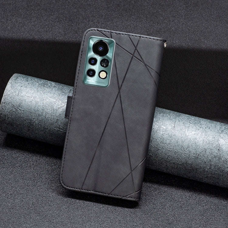 For Infinix Note 11 Pro Magnetic Buckle Rhombus Texture Leather Phone Case(Black)