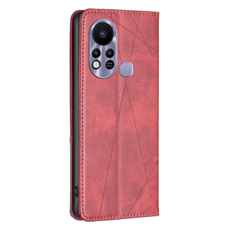 For Infinix Hot 11s NFC Rhombus Texture Magnetic Leather Phone Case(Red)