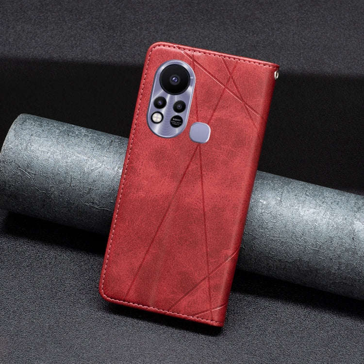 For Infinix Hot 11s NFC Rhombus Texture Magnetic Leather Phone Case(Red)