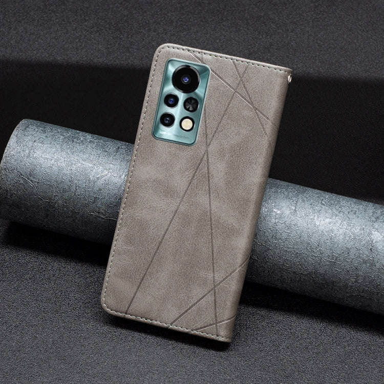 For Infinix Note 11 Pro Rhombus Texture Magnetic Leather Phone Case(Grey)