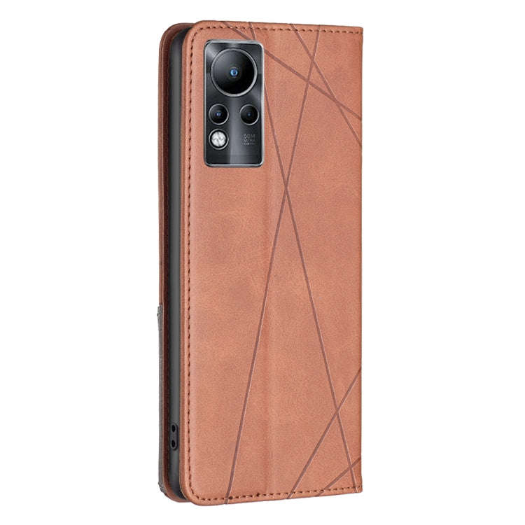 For Infinix Note 11 Rhombus Texture Magnetic Leather Phone Case(Brown)
