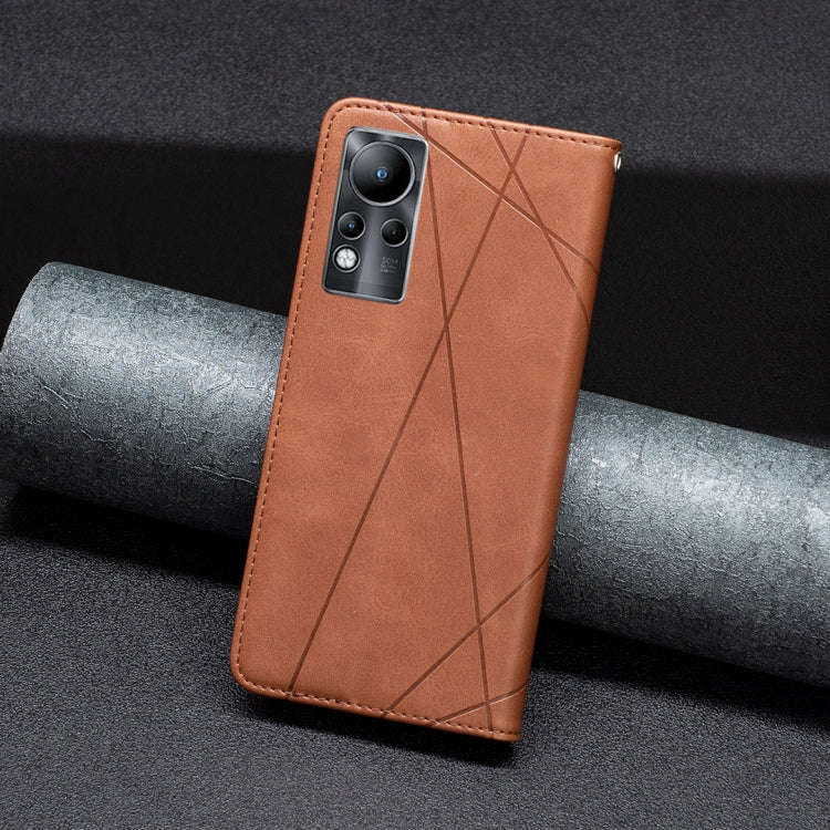 For Infinix Note 11 Rhombus Texture Magnetic Leather Phone Case(Brown)