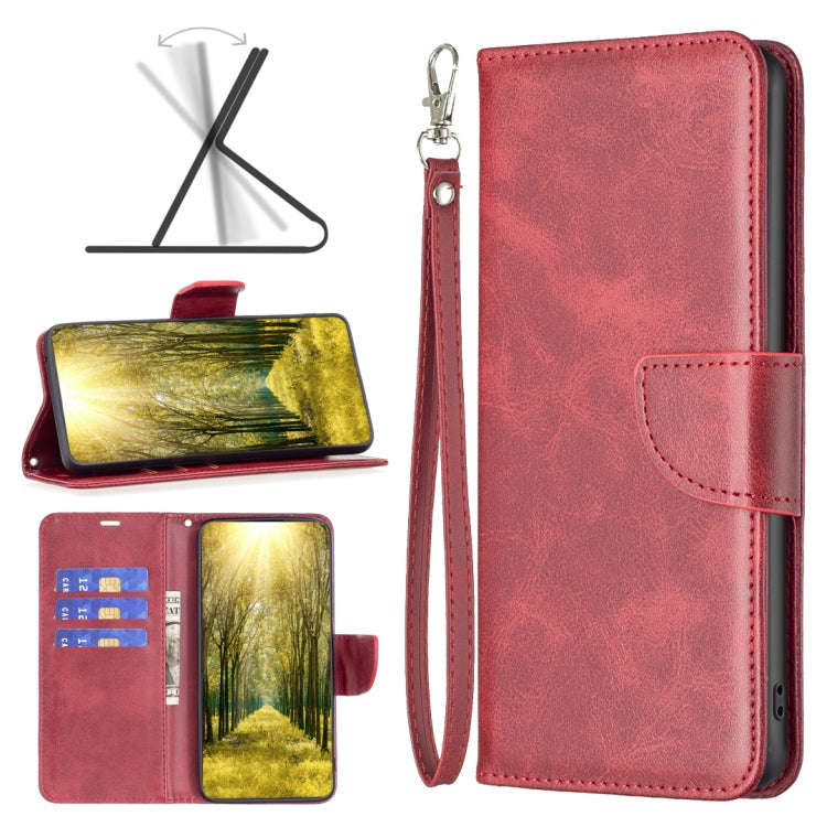 For Infinix Hot 11s NFC Lambskin Texture Pure Color Flip Leather Phone Case(Red)