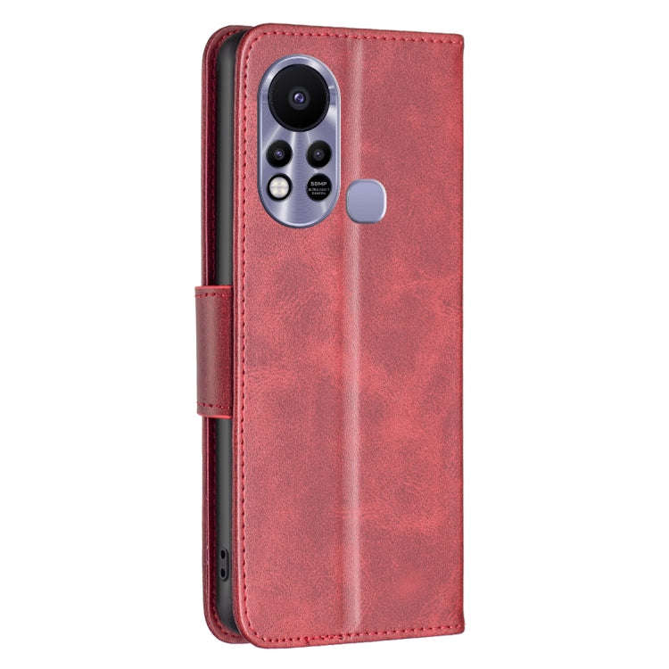 For Infinix Hot 11s NFC Lambskin Texture Pure Color Flip Leather Phone Case(Red)