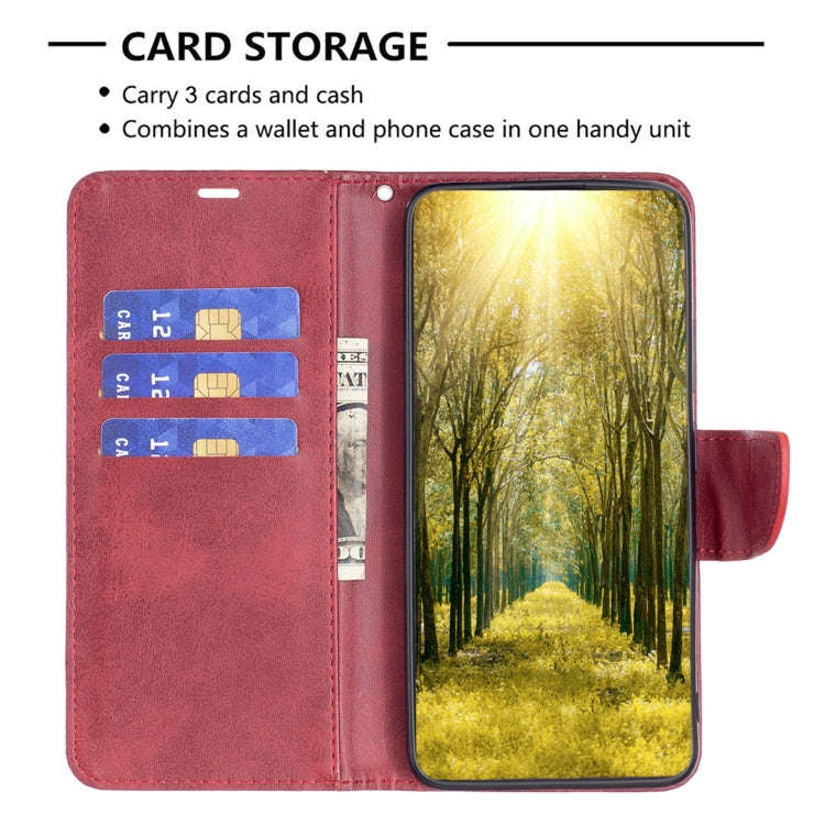 For Infinix Hot 11s NFC Lambskin Texture Pure Color Flip Leather Phone Case(Red)
