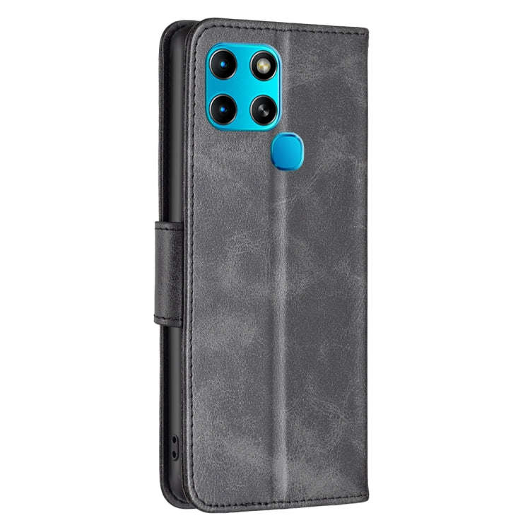 For Infinix Smart 6 Lambskin Texture Pure Color Flip Leather Phone Case(Black)