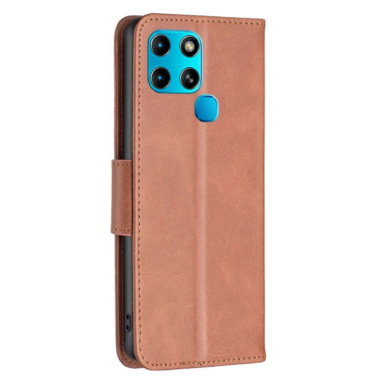For Infinix Smart 6 Lambskin Texture Pure Color Flip Leather Phone Case(Brown)