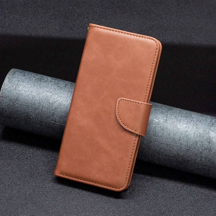 For Infinix Smart 6 Lambskin Texture Pure Color Flip Leather Phone Case(Brown)