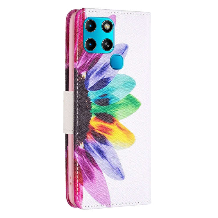 For Infinix Smart 6 Colored Drawing Pattern Leather Phone Case(Sun Flower)