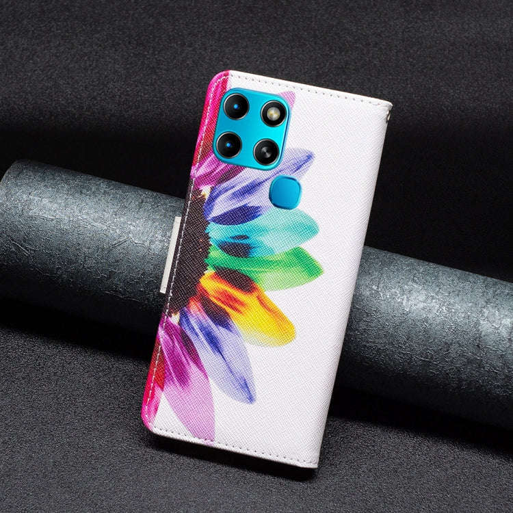 For Infinix Smart 6 Colored Drawing Pattern Leather Phone Case(Sun Flower)