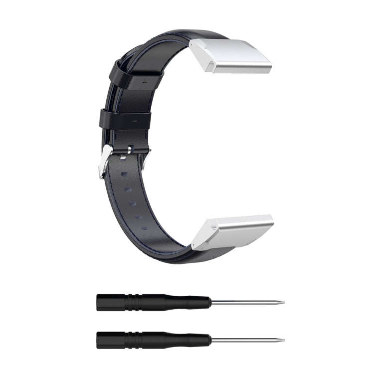 For Garmin Fenix 6S / Fenix 7S Oil Wax Calfskin Leather Watch Band(Navy Blue)