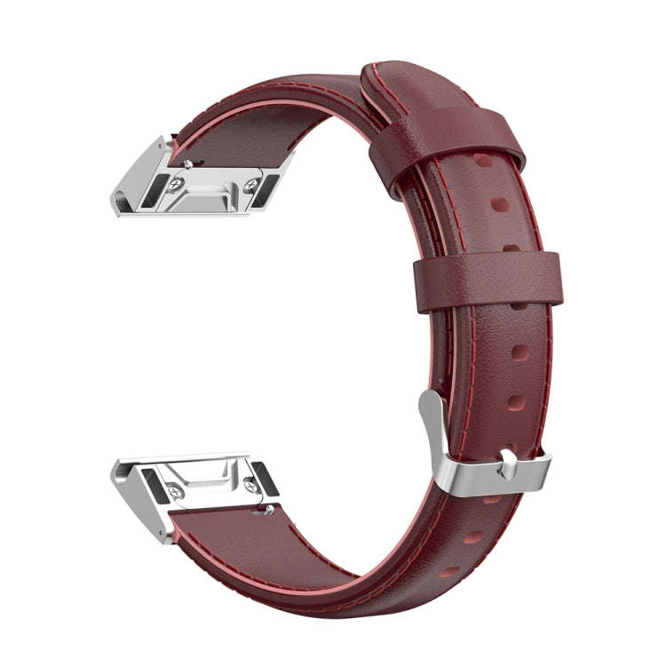 For Garmin Fenix 6X / Fenix 7X Quick Release Oil wax Calfskin Leather Watch Band(Crimson)