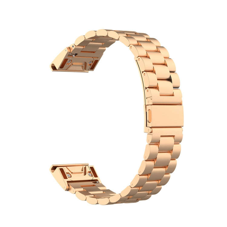 For Garmin Fenix 5 Stainless Steel Watch Band(Rose Gold)
