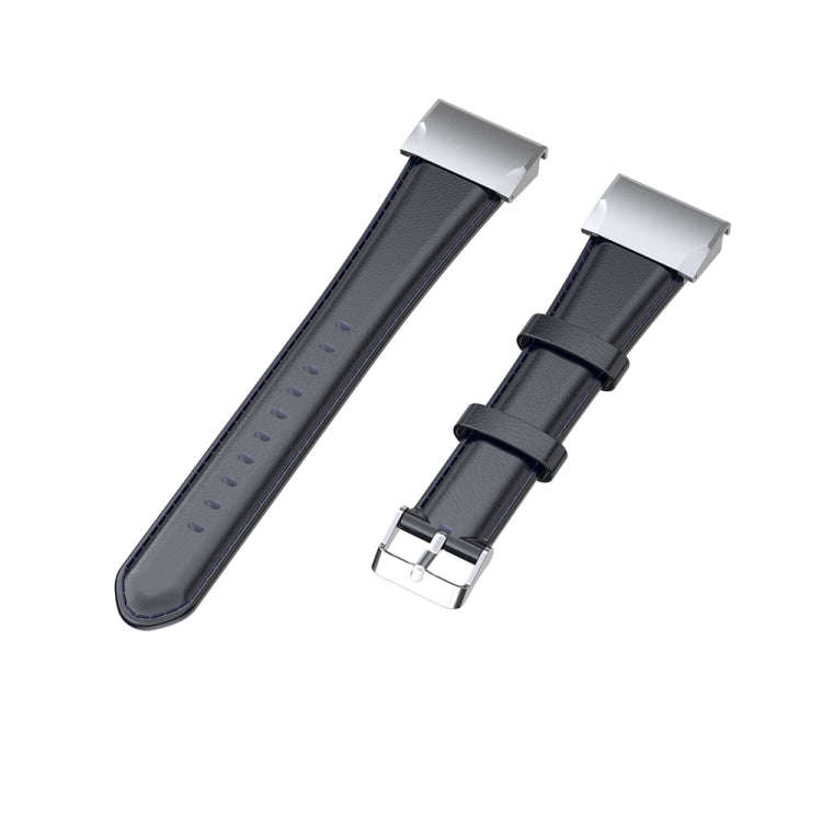 For Garmin Fenix 6 / Fenix 7 Quick Release Oil wax Calfskin Leather Watch Band(Navy Blue)