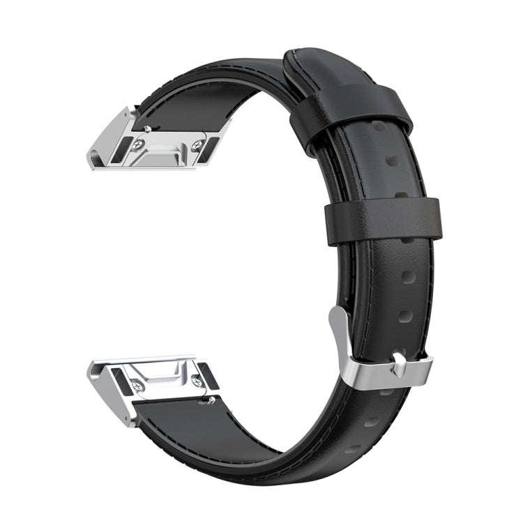 For Garmin Fenix 6 / Fenix 7 Quick Release Oil wax Calfskin Leather Watch Band(Black)