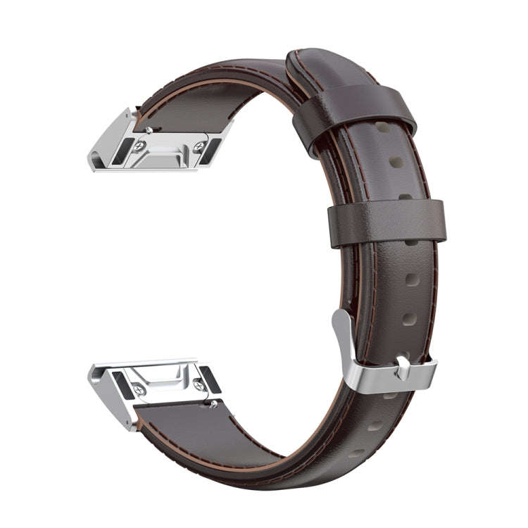For Garmin Fenix 6 / Fenix 7 Quick Release Oil wax Calfskin Leather Watch Band(Coffee)