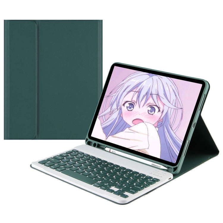 Square Cap Bluetooth Keyboard Leather Case with Pen Slot for Samsung Galaxy Tab S6 Lite(Dark Green)