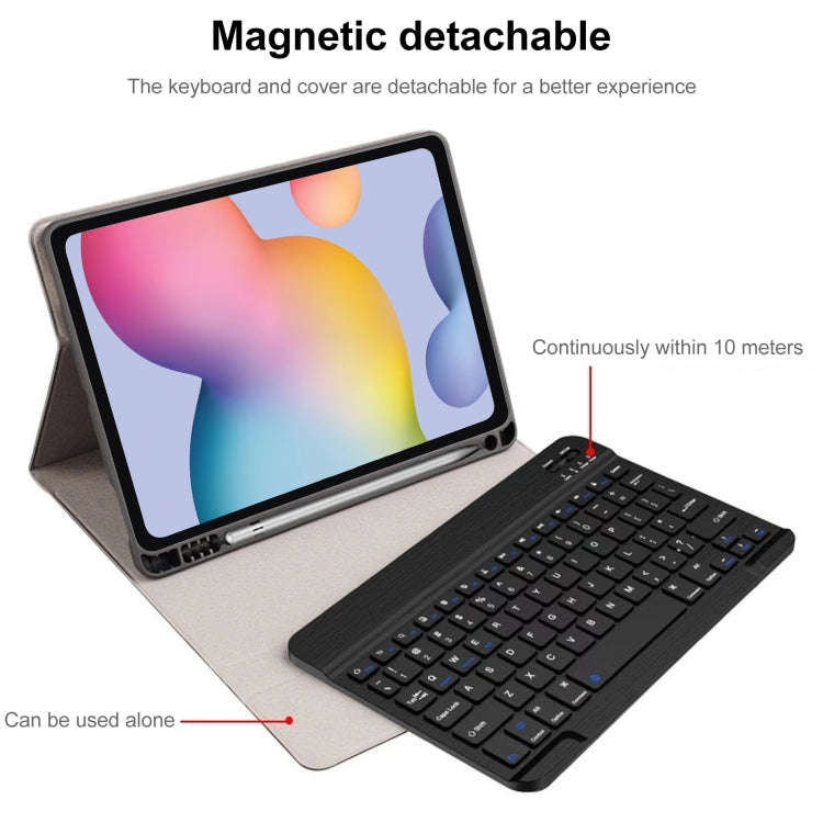 Square Cap Bluetooth Keyboard Leather Case with Pen Slot for Samsung Galaxy Tab S6 Lite(Green)