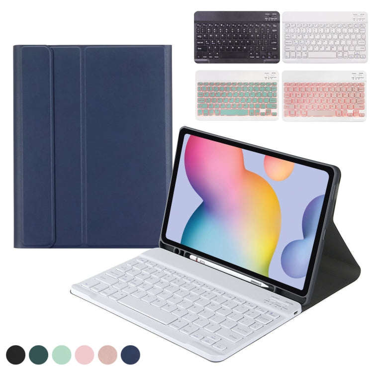 Square Cap Bluetooth Keyboard Leather Case with Pen Slot for Samsung Galaxy Tab S6 Lite(Green)