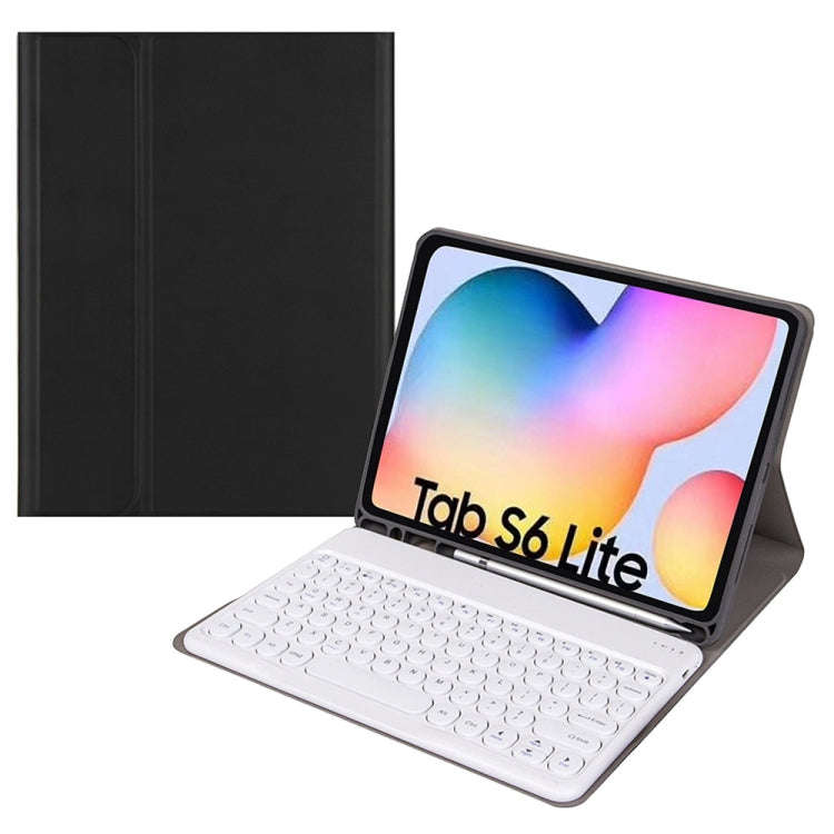 Round Cap Bluetooth Keyboard Leather Case with Pen Slot for Samsung Galaxy Tab S6 Lite, Specifica...