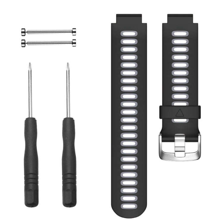 For Garmin Forerunner 735 XT Two-tone Silicone Watch Band(Black + Grey)