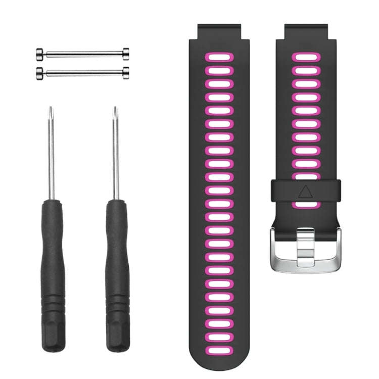 For Garmin Forerunner 735 XT Two-tone Silicone Watch Band(Black + Rose Red)