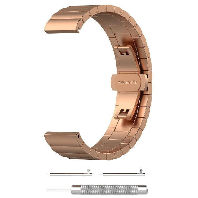 For Garmin Forerunner 245 Stainless Steel Watch Band & Butterfly Buckle(Rose Gold)
