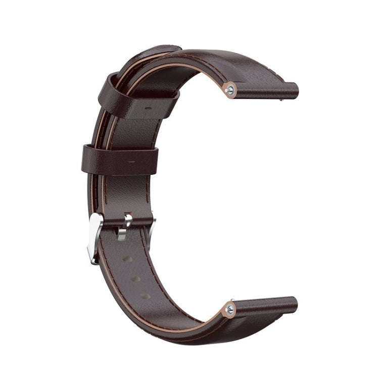 For Garmin Forerunner 245 Oil Wax Calfskin Leather Watch Band(Coffee)