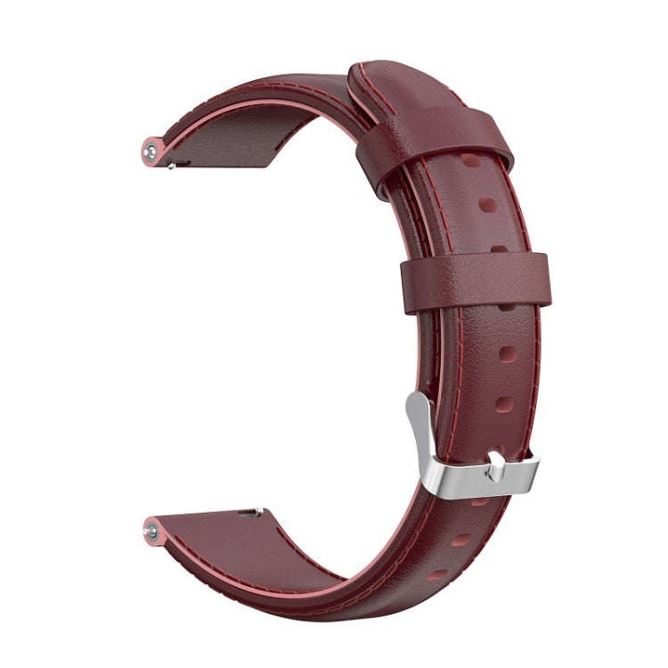 For Garmin Forerunner 245 Oil Wax Calfskin Leather Watch Band(Crimson)