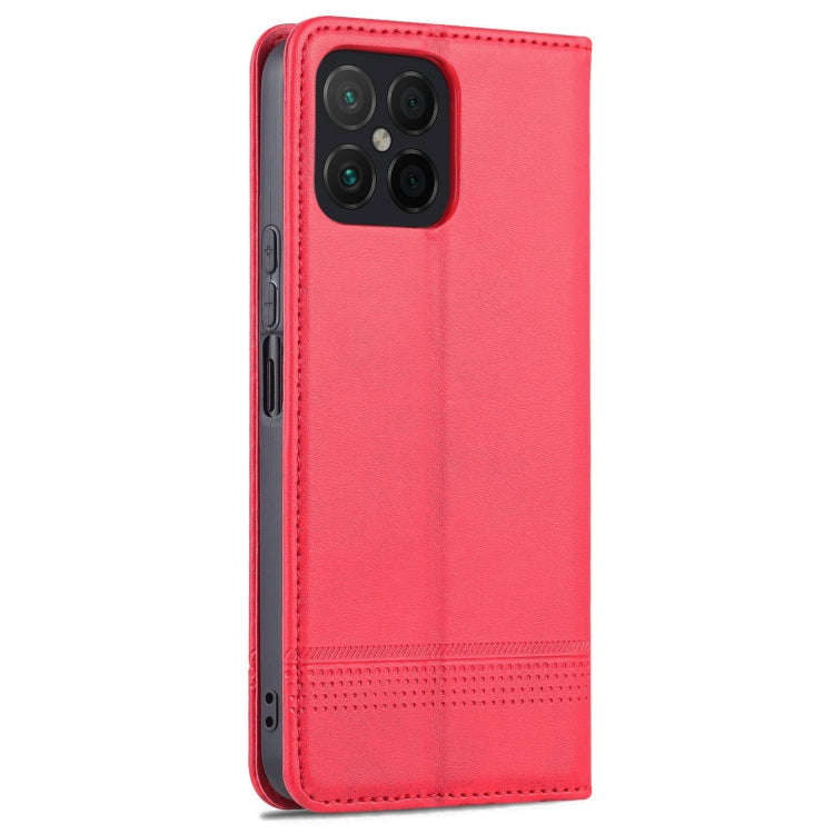 For Honor X8 / X30i AZNS Magnetic Calf Texture Flip Leather Phone Case(Red)