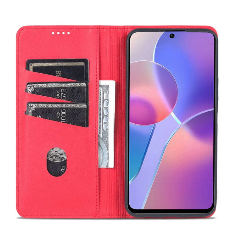 For Honor X8 / X30i AZNS Magnetic Calf Texture Flip Leather Phone Case(Red)